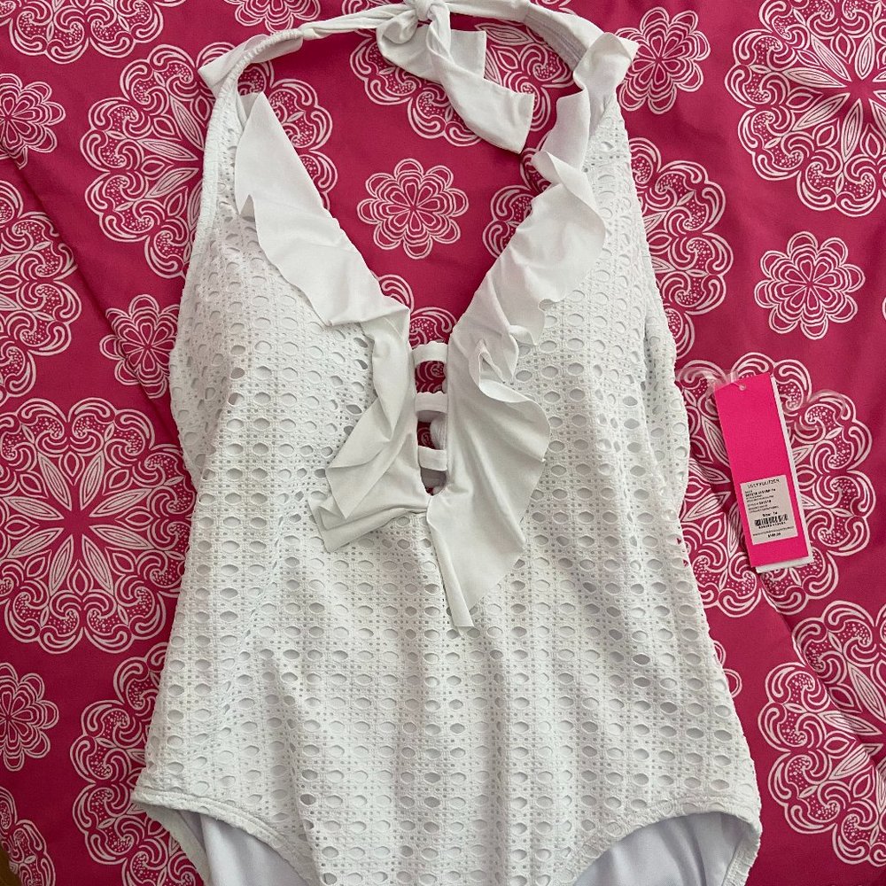 Lilly White One Piece Crochet Bathing Suit